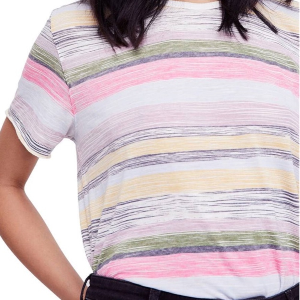 Free People colorful striped tee-shirt ~ size M